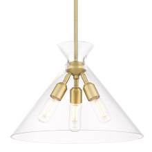 Golden 0511-3P BCB-CLR - Golden Lighting Malta 3-light Pendant in Brushed Champagne Brass